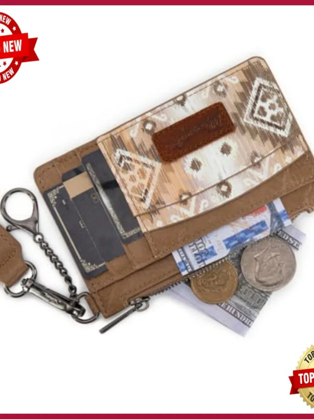 Western Whipstitch Tote Bag with Slim Card Holder Wristlet Set - Picture 4 of 6